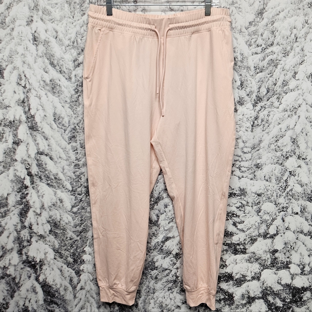 Fabletics Womens Peachy Pink Stretchy Joggers, Elastic Tie Waist XL